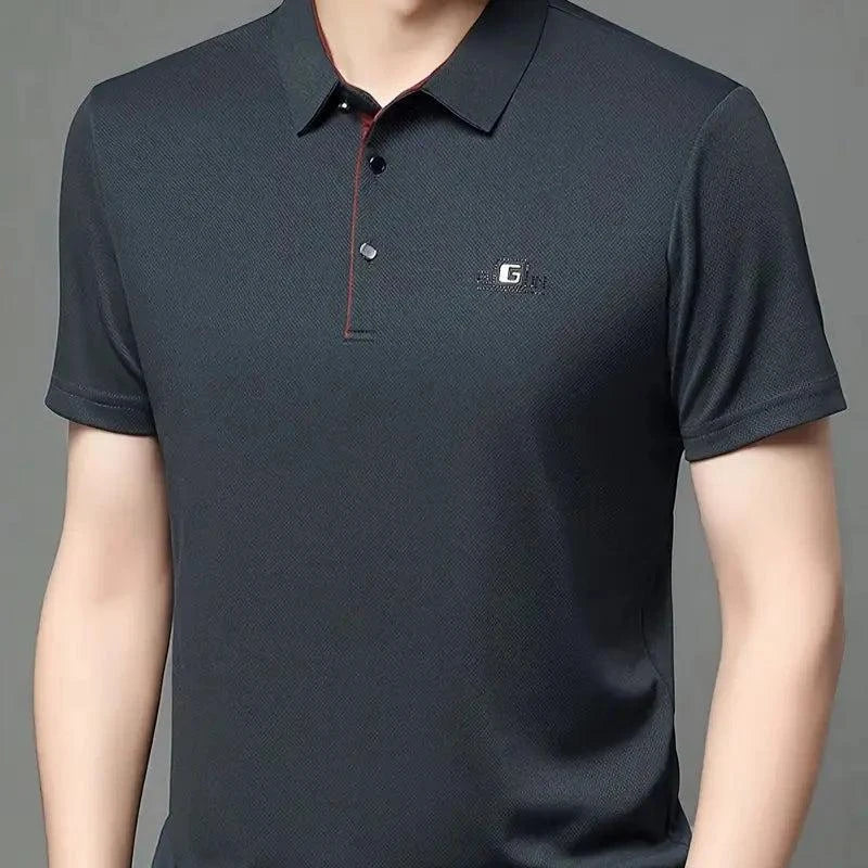 Kit de Camisas Polo Masculinas Premium em Seda Mulberry, Poliéster e Elastano