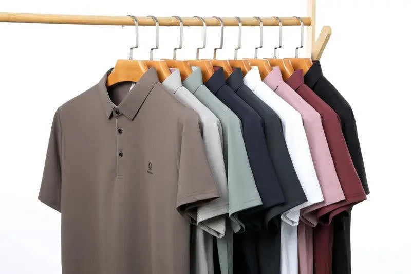 Kit de Camisas Polo Masculinas Premium em Seda Mulberry, Poliéster e Elastano