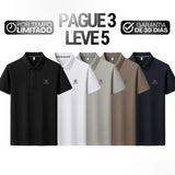 Kit de Camisas Polo Masculinas Premium em Seda Mulberry, Poliéster e Elastano