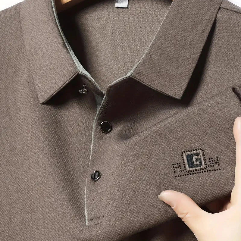 Kit de Camisas Polo Masculinas Premium em Seda Mulberry, Poliéster e Elastano