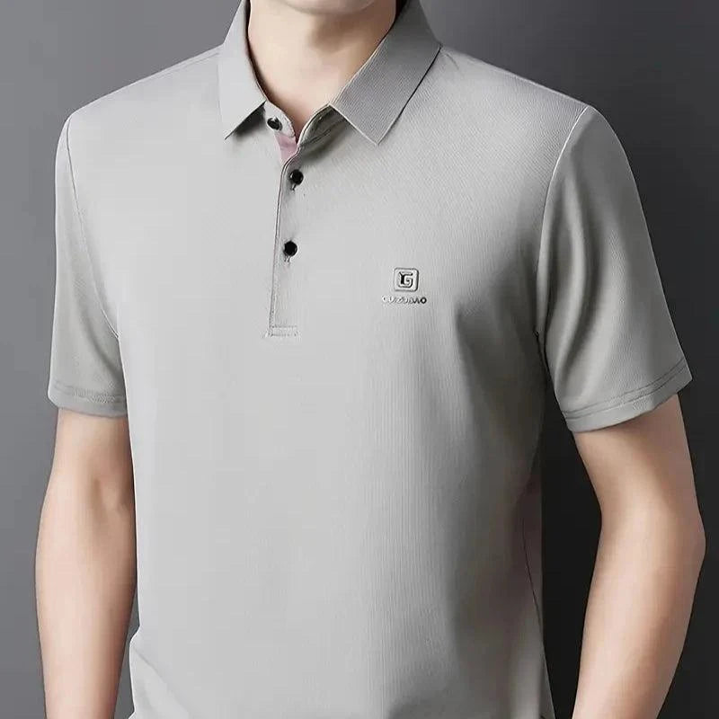 Kit de Camisas Polo Masculinas Premium em Seda Mulberry, Poliéster e Elastano